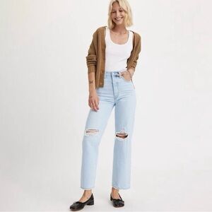 Levi’s Straight Ankle Light Wash Distressed Jeans